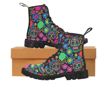 high-top rave boots, canvas lace-up festival boots, combat boots