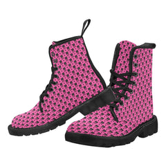 https://cosplaymoon.com/products/womens-pink-cross-bone-cat-lace-up-canvas-rave-boots